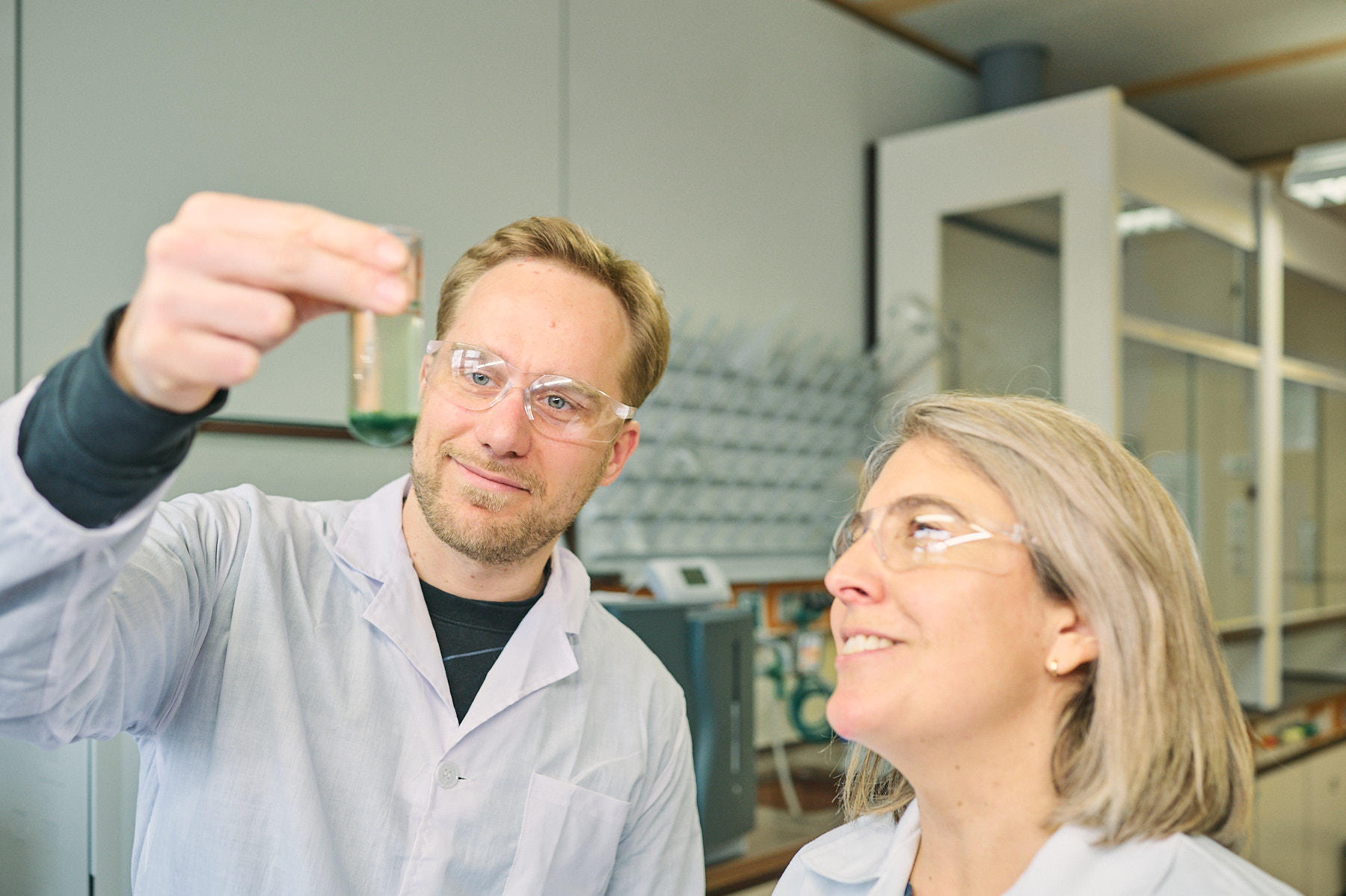 Professor and student in the lab