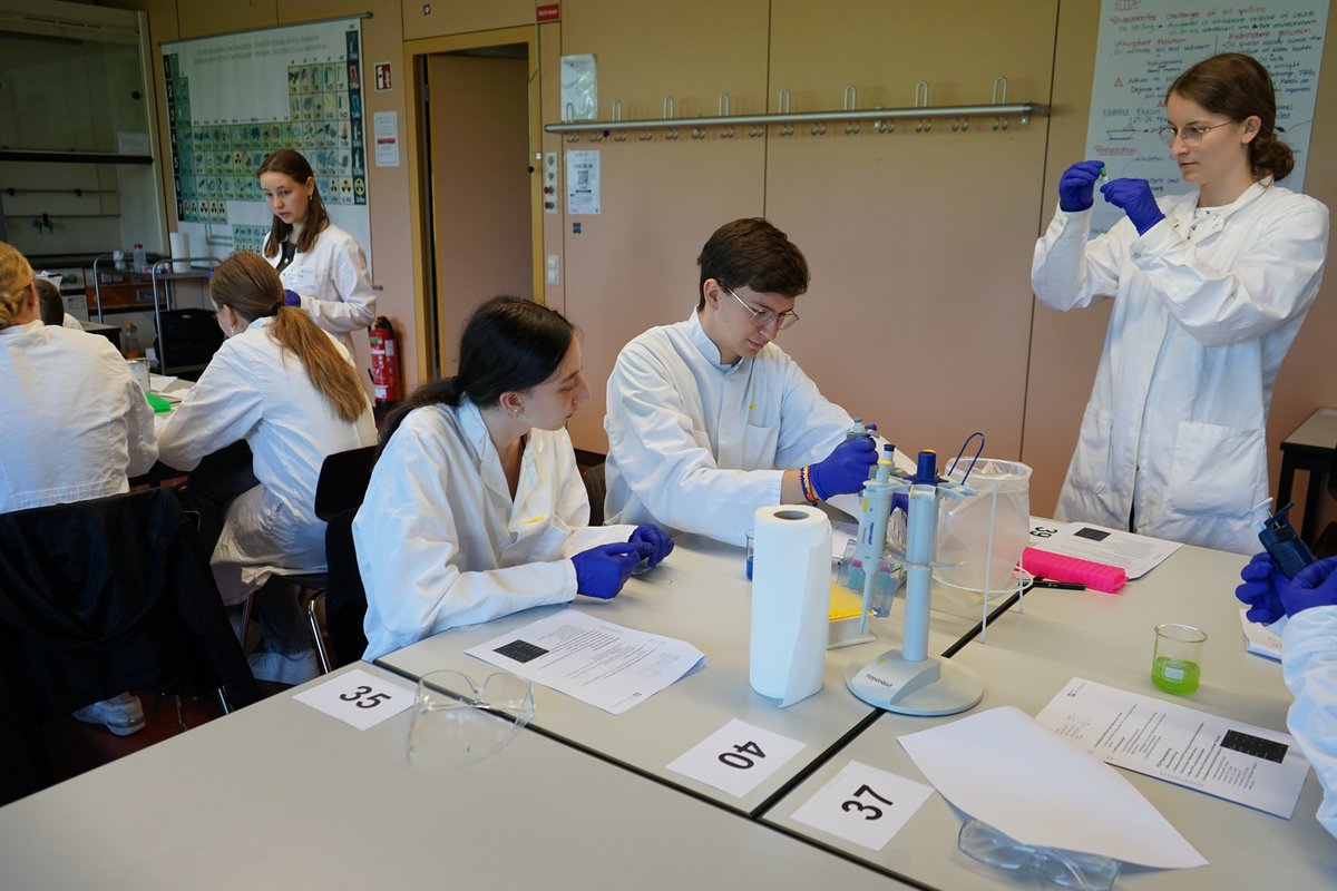 Schülerinnen und Schüler beim Genexperiment