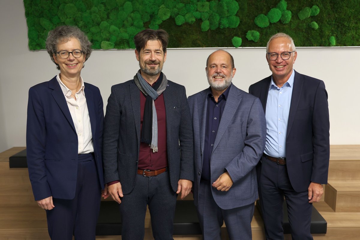 Das neue Präsidium der Hochschule Reutlingen: Prof. Dr. Sabine Löbbe, Prof. Dr. Marc Brecht, Prof. Dr. Stephan Seiter und Kanzler Alexander Leisner (von links).