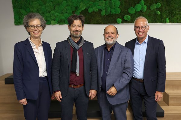 Das neue Präsidium der Hochschule Reutlingen: Prof. Dr. Sabine Löbbe, Prof. Dr. Marc Brecht, Prof. Dr. Stephan Seiter und Kanzler Alexander Leisner (von links).