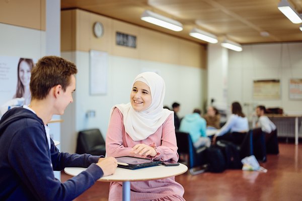 Students in the foyer